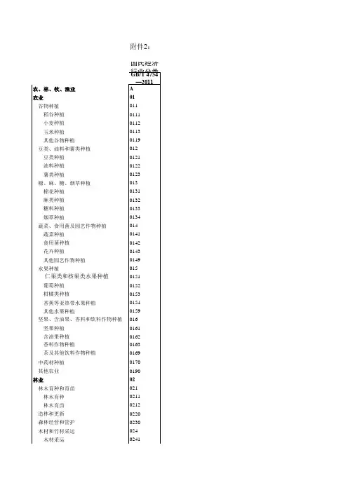 国民经济行业分类新旧对照表