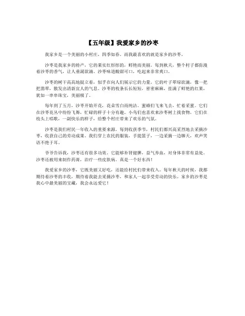 【五年级】我爱家乡的沙枣
