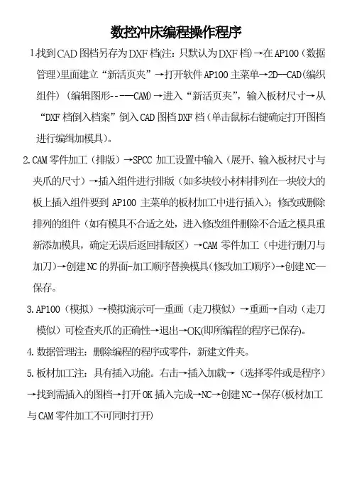 数控冲床编程操作程序 AMADA