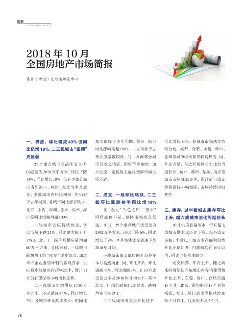 2018年10月全国房地产市场简报