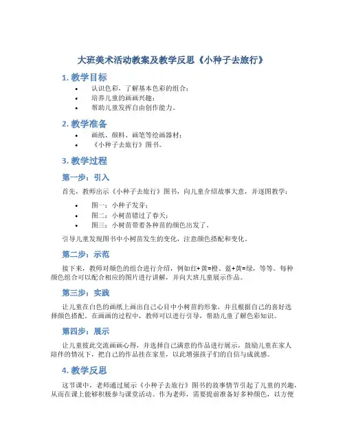 大班美术活动教案及教学反思《小种子去旅行》