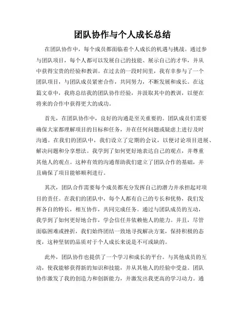 团队协作与个人成长总结