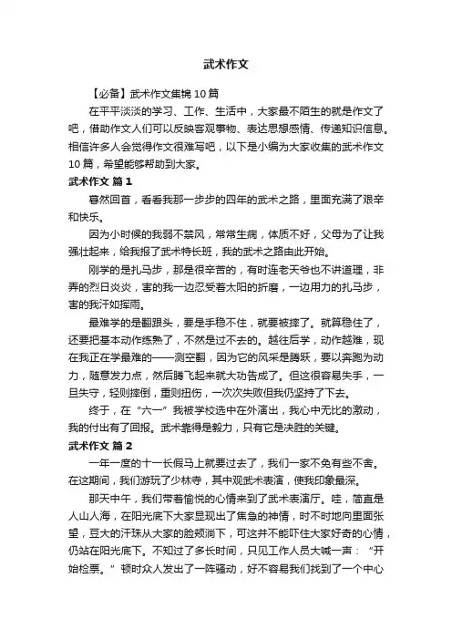 【必备】武术作文集锦10篇