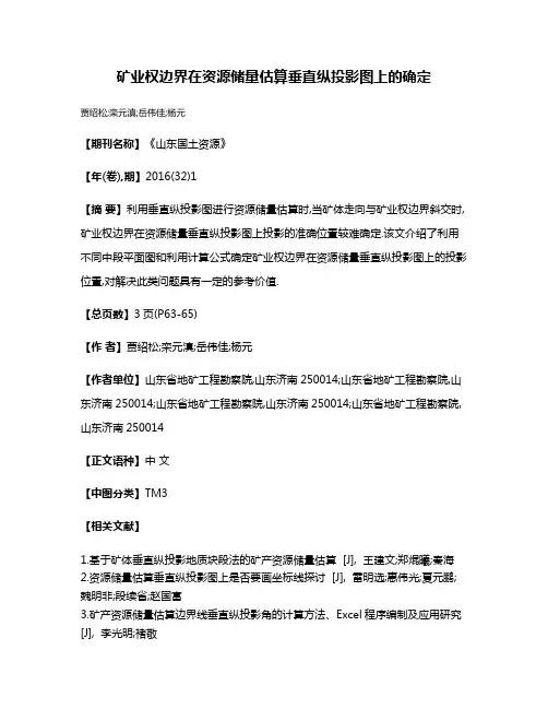 矿业权边界在资源储量估算垂直纵投影图上的确定