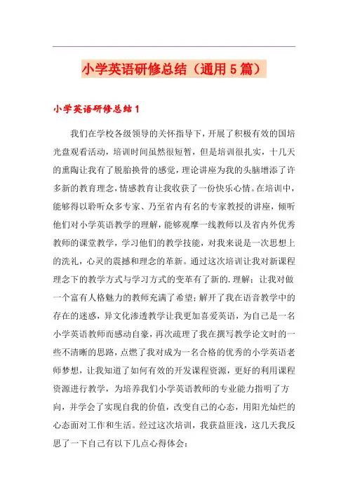 小学英语研修总结(通用5篇)