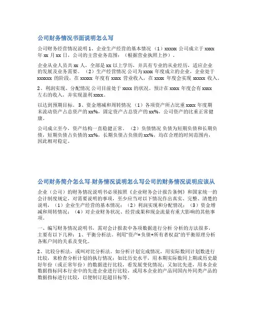 企业财务报表说明范文