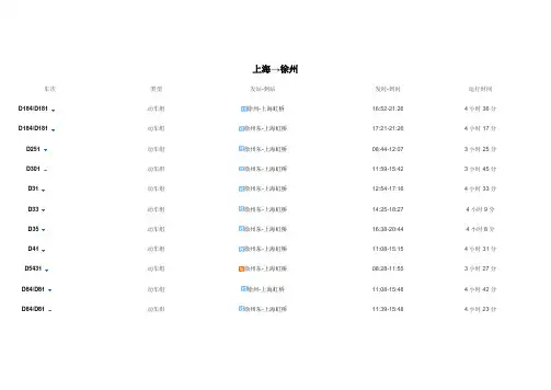 京沪高铁时刻表徐州上海