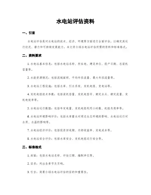 水电站评估资料