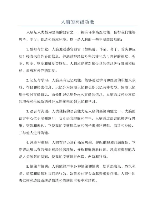 人脑的高级功能