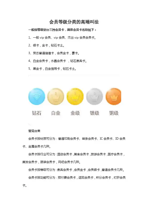 会员等级分类的高端叫法