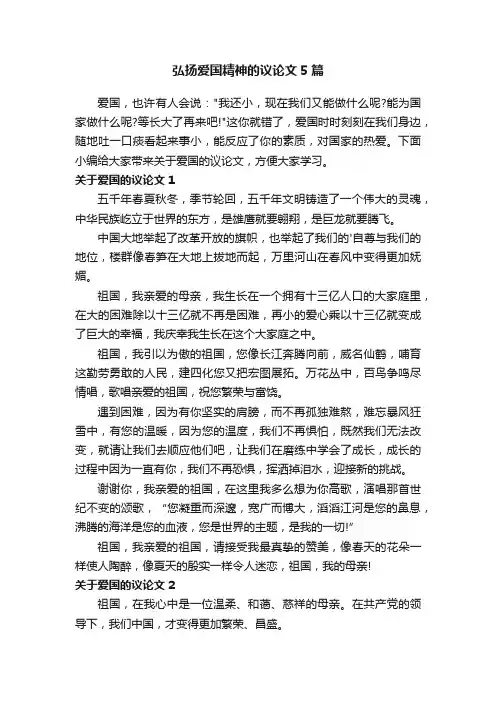 弘扬爱国精神的议论文5篇