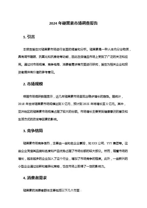 2024年褪黑素市场调查报告