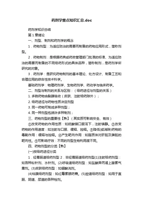 药剂学重点知识汇总.doc