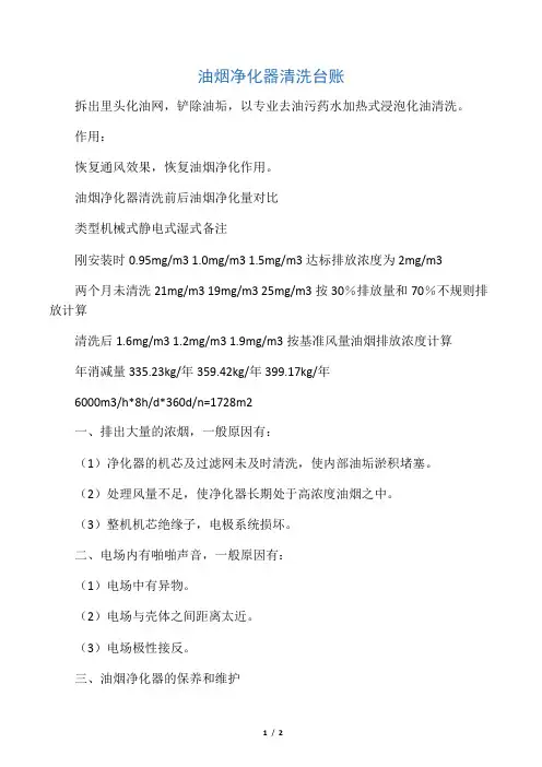 排油烟系统检查标准