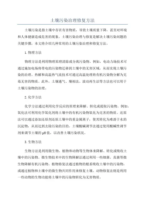 土壤污染治理修复方法