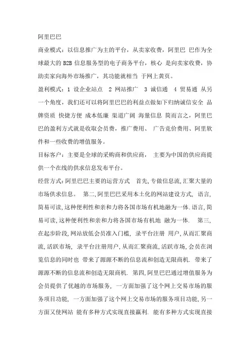 阿里巴巴、敦煌网、中国化工网比较