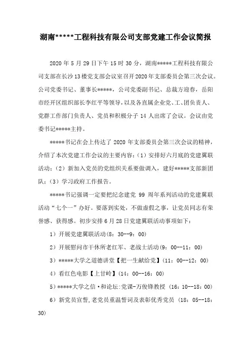党建工作会议简报