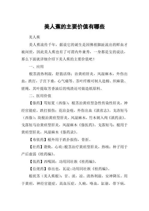 美人蕉的主要价值有哪些
