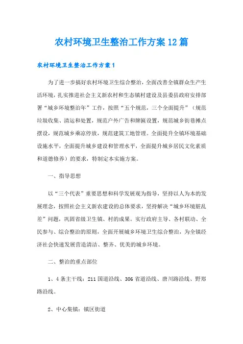 农村环境卫生整治工作方案12篇