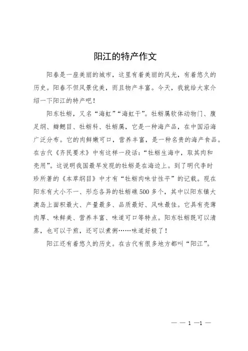 阳江的特产作文