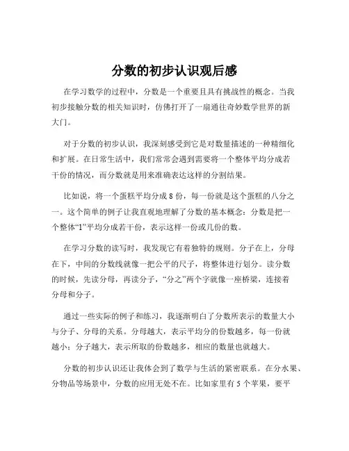分数的初步认识观后感