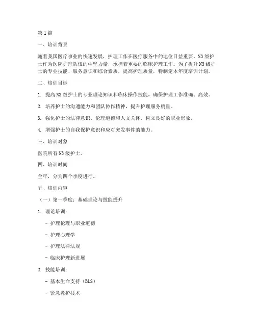 n3护士年度培训计划(2篇)