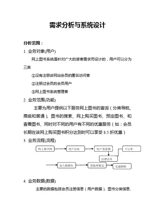 网上书店需求分析与系统设计案例(系统功能设计)