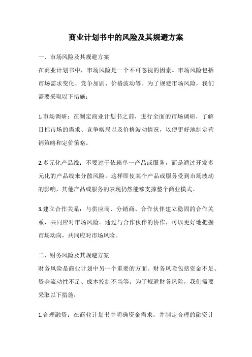 商业计划书中的风险及其规避方案