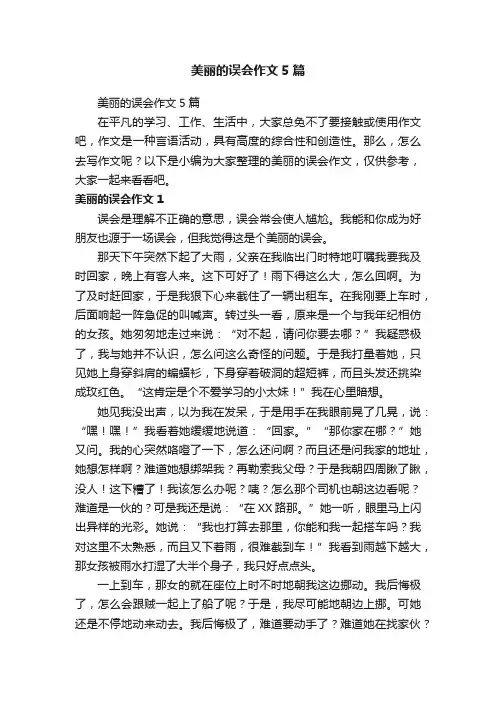 美丽的误会作文5篇