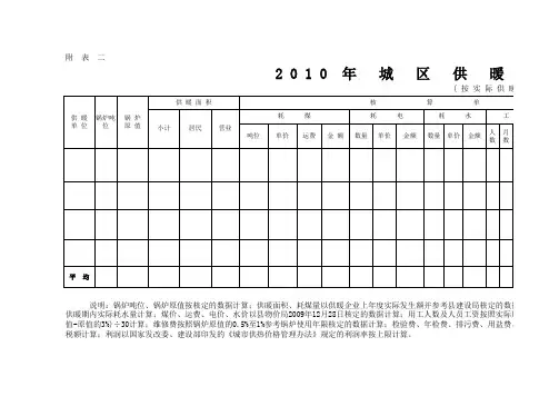 供暖价格核算表