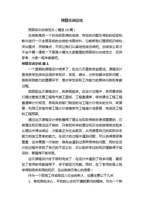 预算实训总结范文（精选16篇）