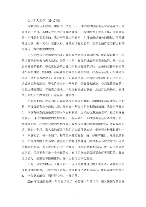 会计个人工作计划(15篇)(最新)