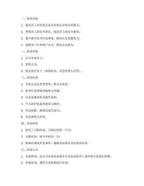 防突培训计划及实施方案