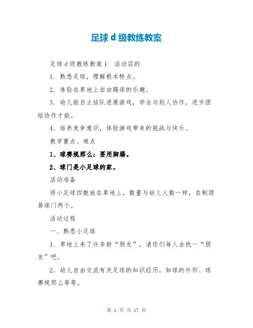 足球d级教练教案