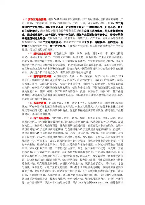 中国6大区域经济圈