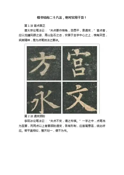 楷书结构二十八法，绝对实用干货！