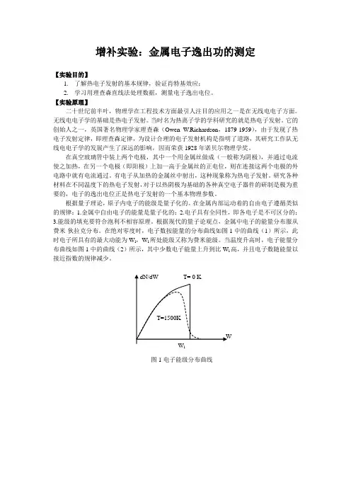 青岛理工大学  增补实验：金属电子逸出功的测定