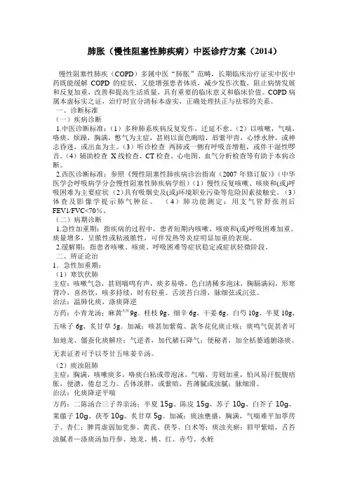 肺胀诊疗方案
