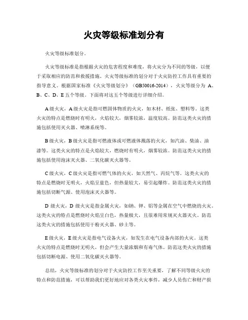 火灾等级标准划分有