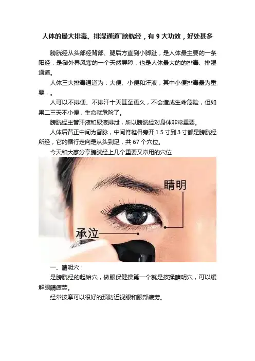 人体的最大排毒、排湿通道―膀胱经，有9大功效，好处甚多