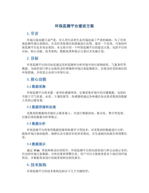 环保监测平台建设方案