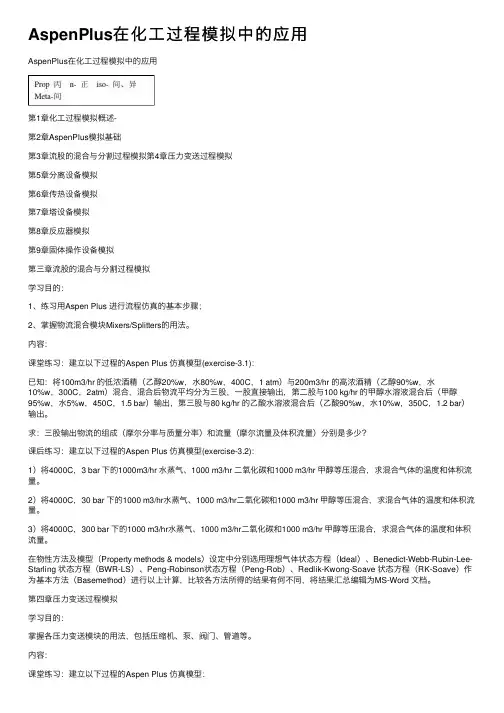 AspenPlus在化工过程模拟中的应用