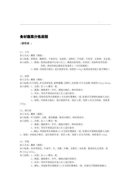 食材蔬菜配送分拣规程