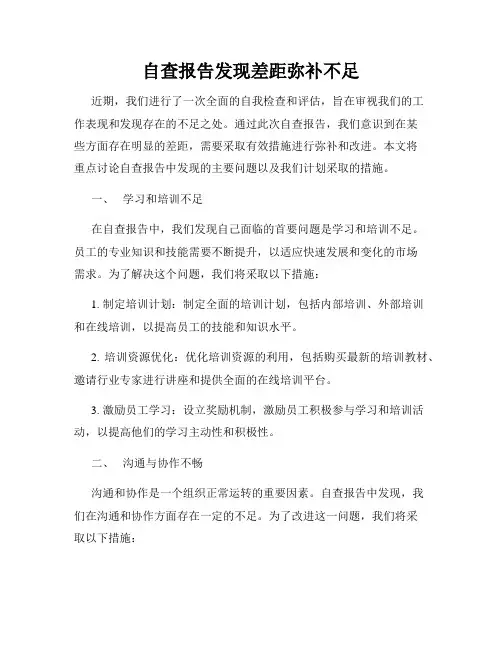 自查报告发现差距弥补不足