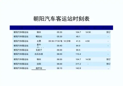 朝阳汽车客运站时刻表