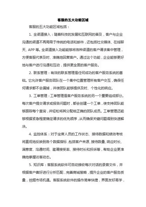 客服的五大功能区域