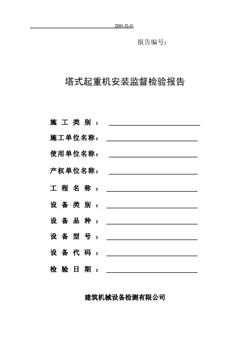 塔式起重机监督检查报告