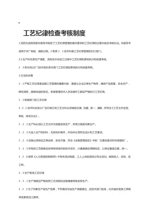 工艺纪律检查考核制度