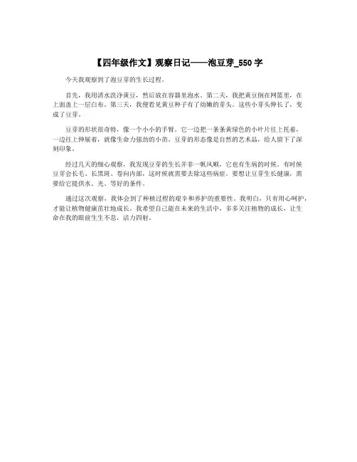 【四年级作文】观察日记——泡豆芽_550字