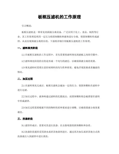 板框压滤机的工作原理